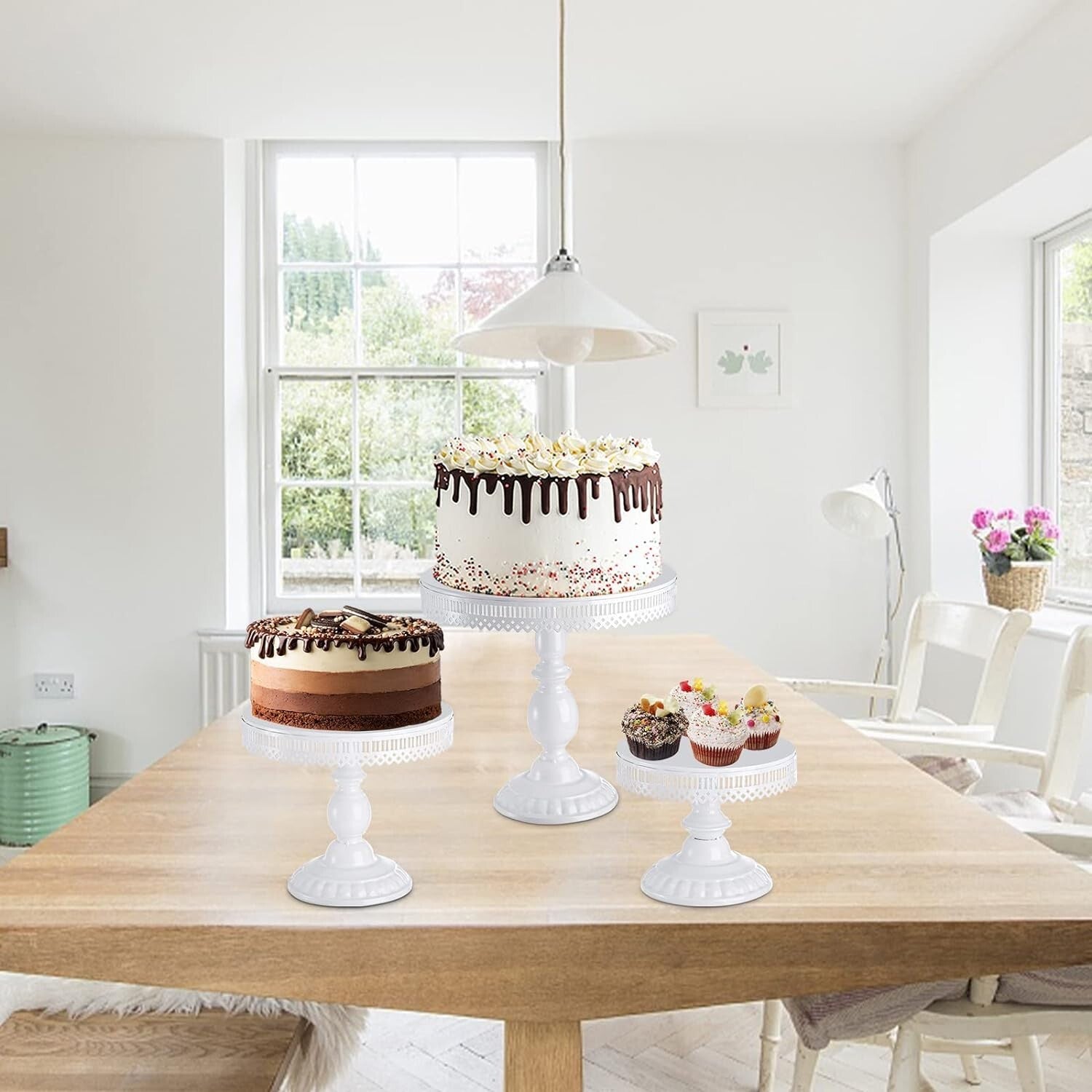Multi-Style Cake Stand Set: 3-Tier, Round, and Rectangular for Every Event