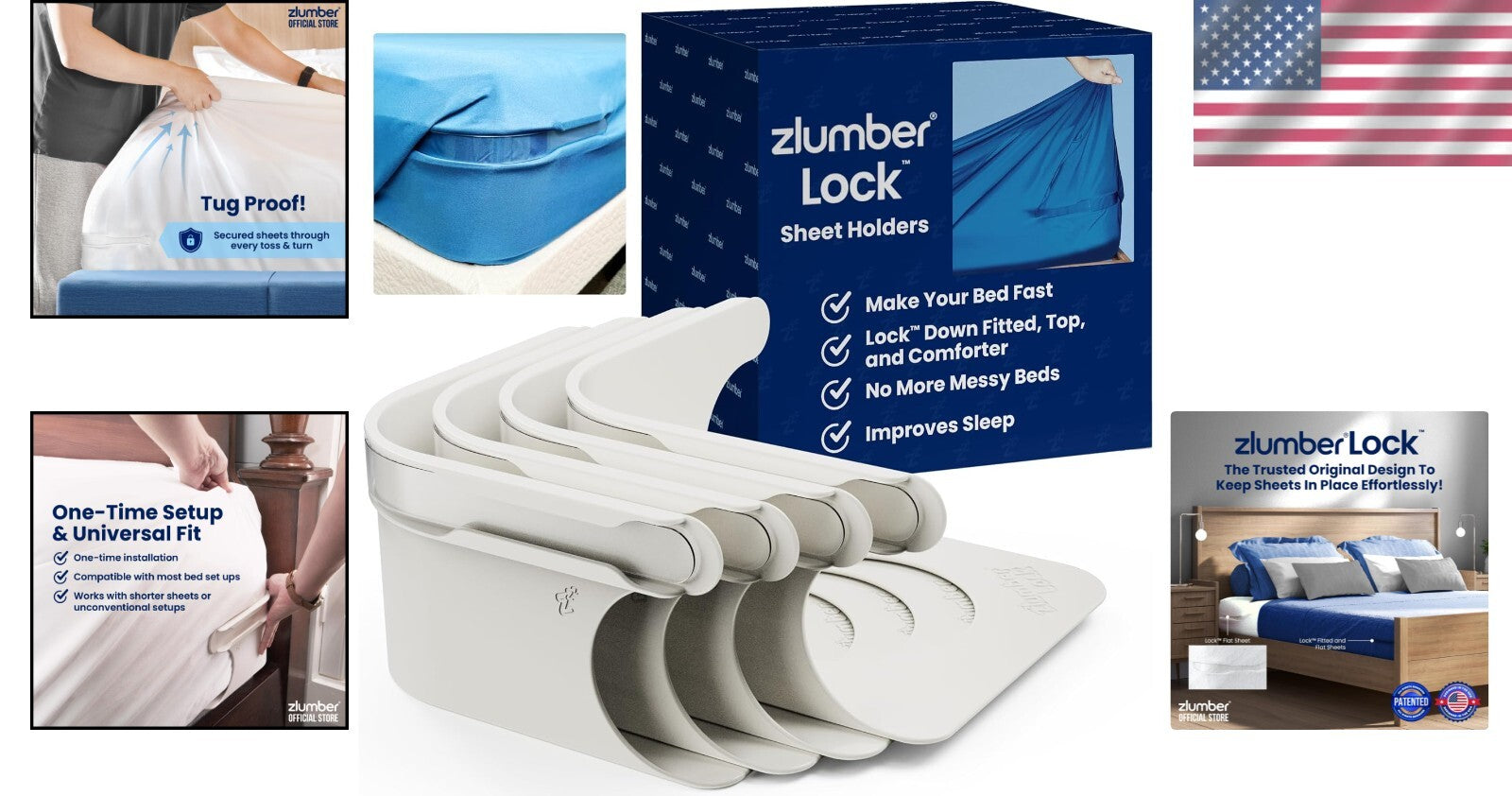 Patented Lock Sheet Straps - Easy One-Time Installation for Better Sleep