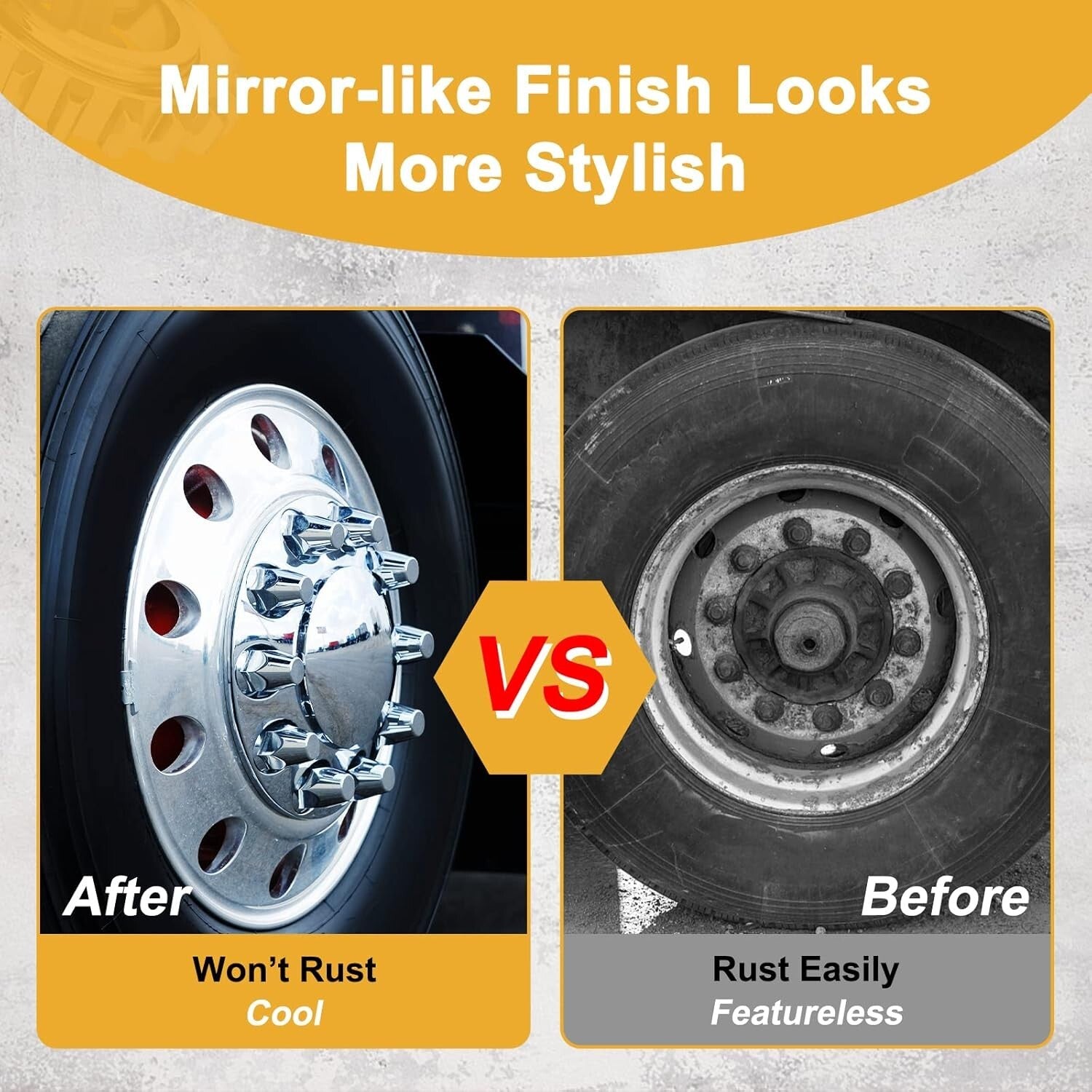 Universal Fit Chrome Dome Axle Covers for Semi Trucks - Premium ABS Design