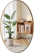 Load image into Gallery viewer, Brushed Gold Oval Mirror - Elegant 22x30'' Stainless Steel Bath Wall Mount