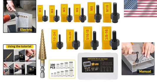 Professional Rivet Nut Hand Tool with 10 Mandrels - Ideal for All Metal Jobs