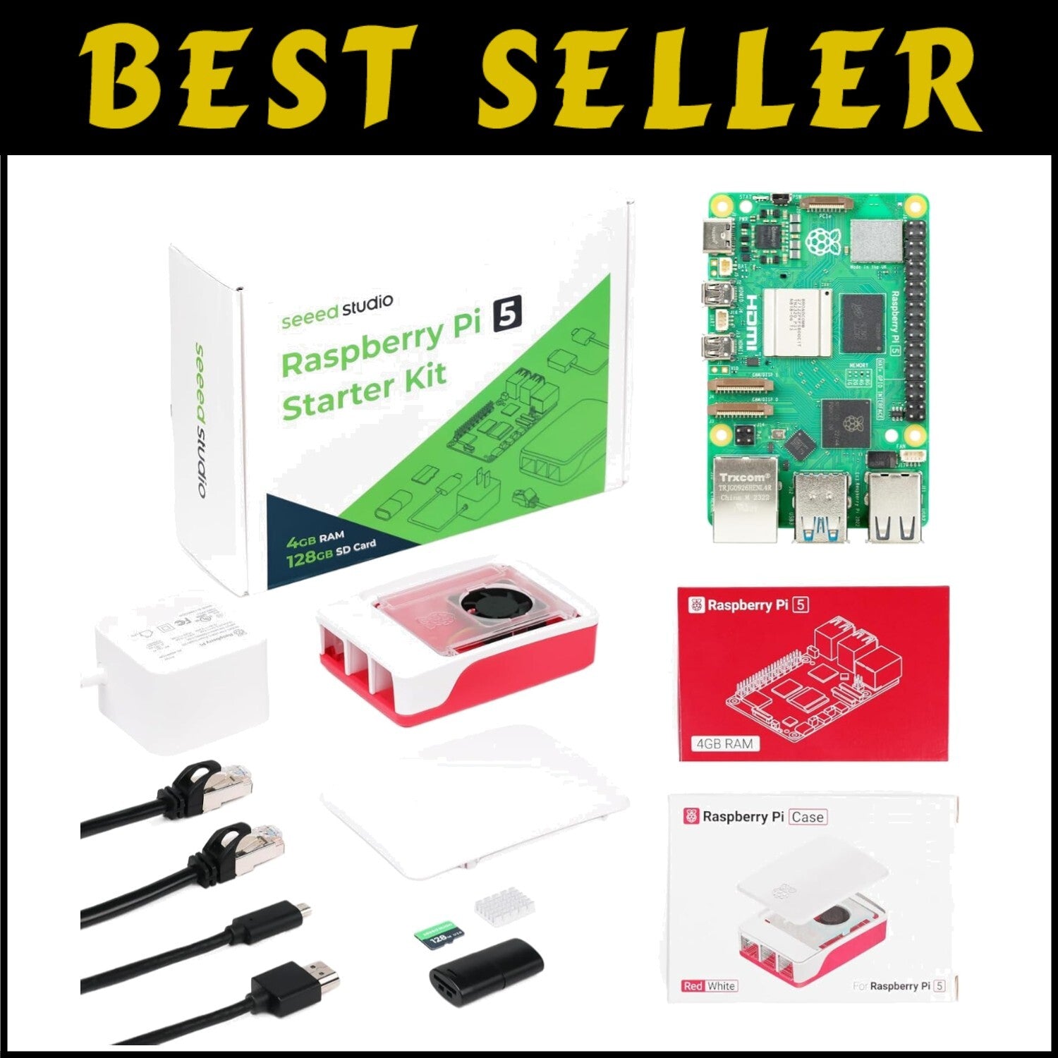 4GB Raspberry Pi 5 Starter Kit with Active Cooling Case & Tech Support Included