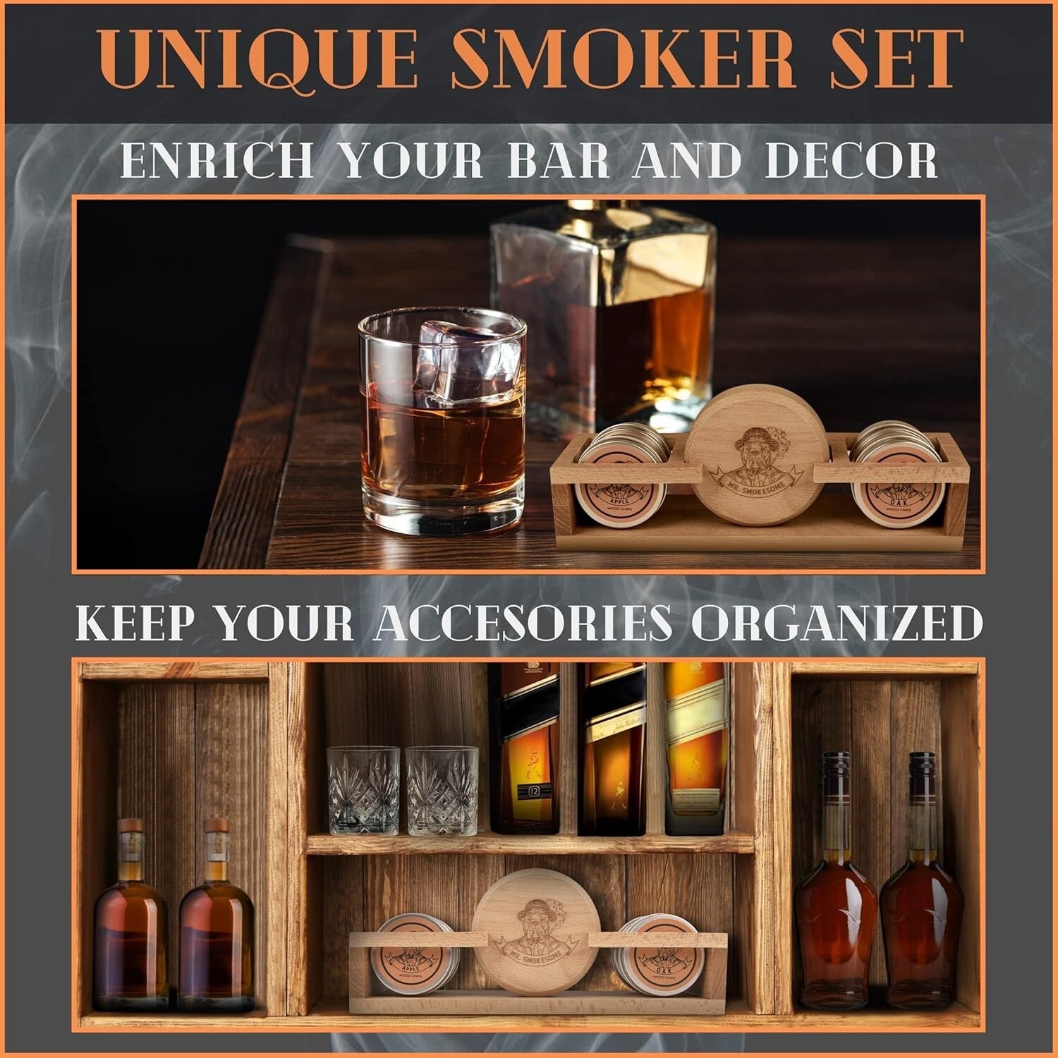 Cocktail Smoker Set with Display Stand & Torch - Perfect Whiskey Gift for Men