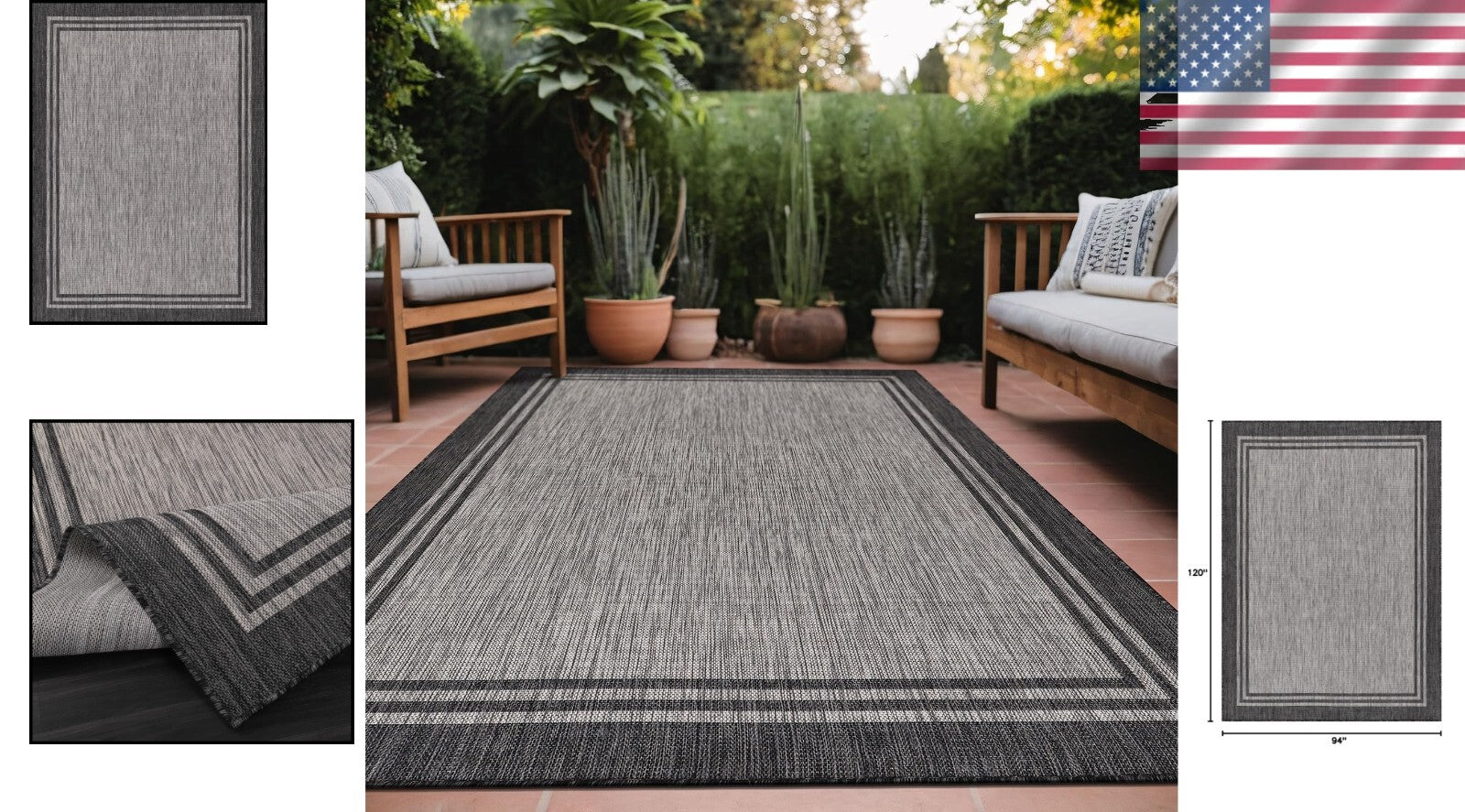 8x10 Waterproof Outdoor Rug - Elegant, Stylish for Patio & Interior Spaces