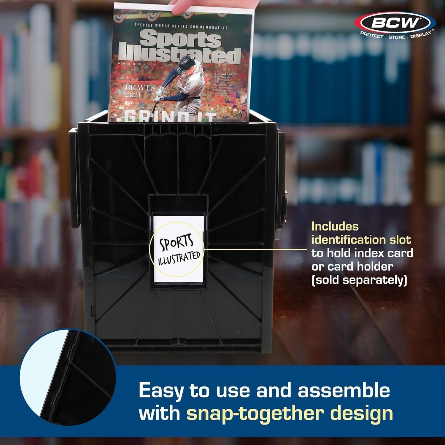 Stylish Stackable Magazine Bin with Movable Section and Easy Identification
