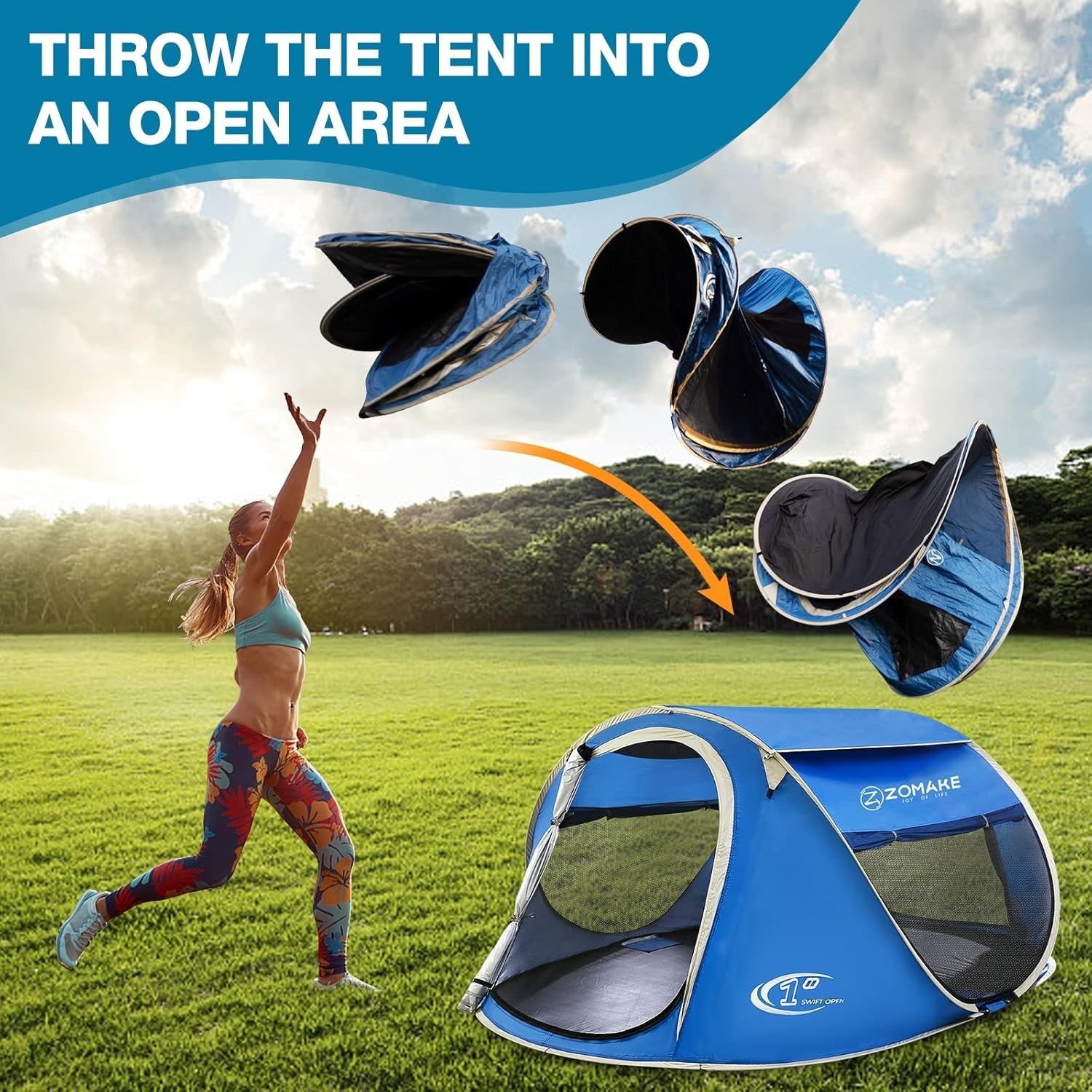 4-Person Instant Pop-Up Tent with 2 Doors - Perfect for Outdoor Adventures