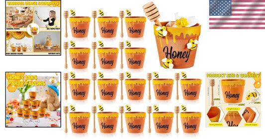 Charming Bee-Themed Honey Favors: 30 Mini Jars with Dippers for Celebrations