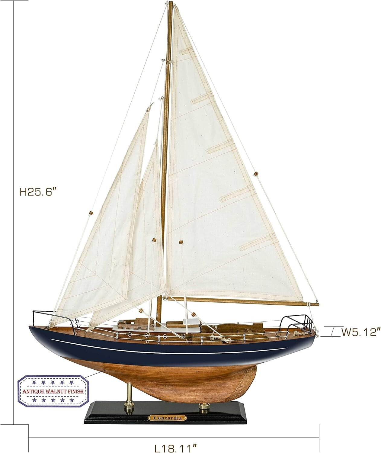 Beautifully Detailed Large Wooden Sailboat Model with Assembly Instruction