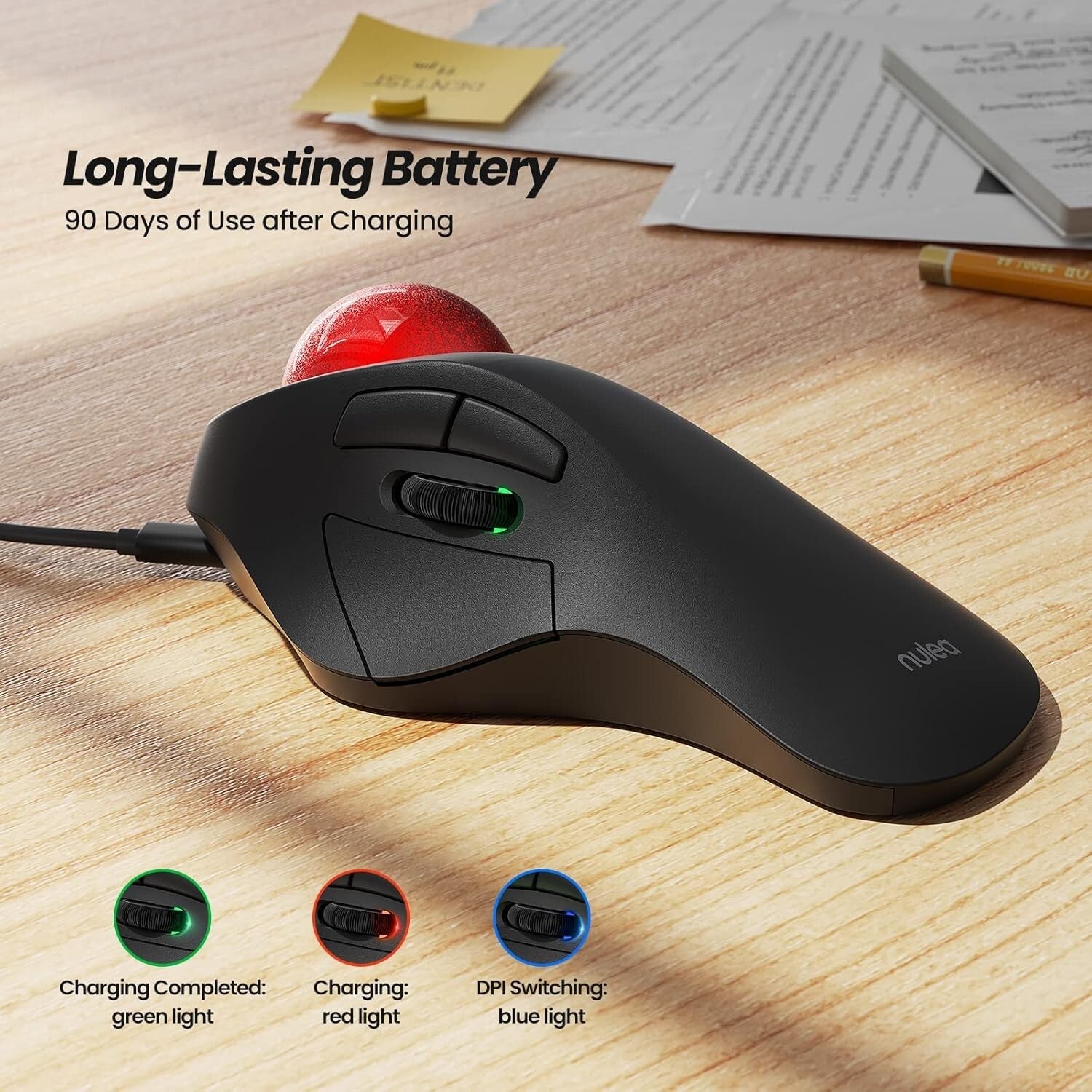 Compact & Lightweight Wireless Rolling Ball Mouse - Ideal for Comfort & Control
