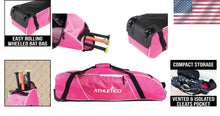 Load image into Gallery viewer, Rugged Wheeled Bat Bag for Baseball &amp; Softball Gear - Lightweight &amp; Stylish Pink
