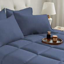 Load image into Gallery viewer, 7-Piece Grayish Blue Full/Queen Bedding Set - All Season Microfiber Comforter