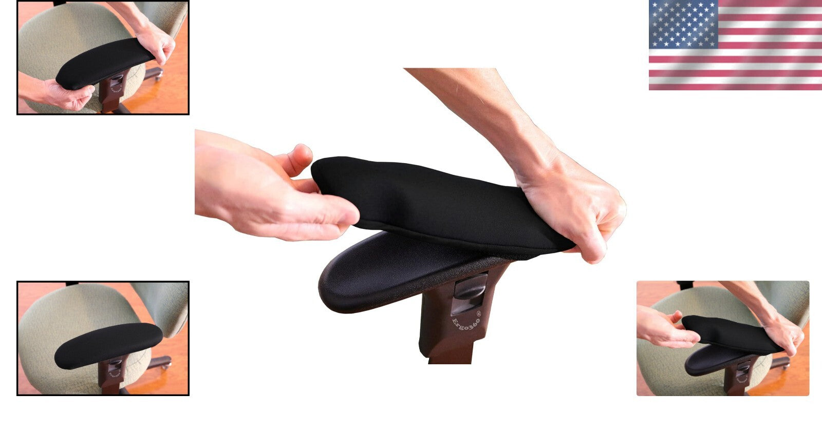 Comfortable Chair Arm Pad Covers - Stretch Neoprene, Easy Installation, Black