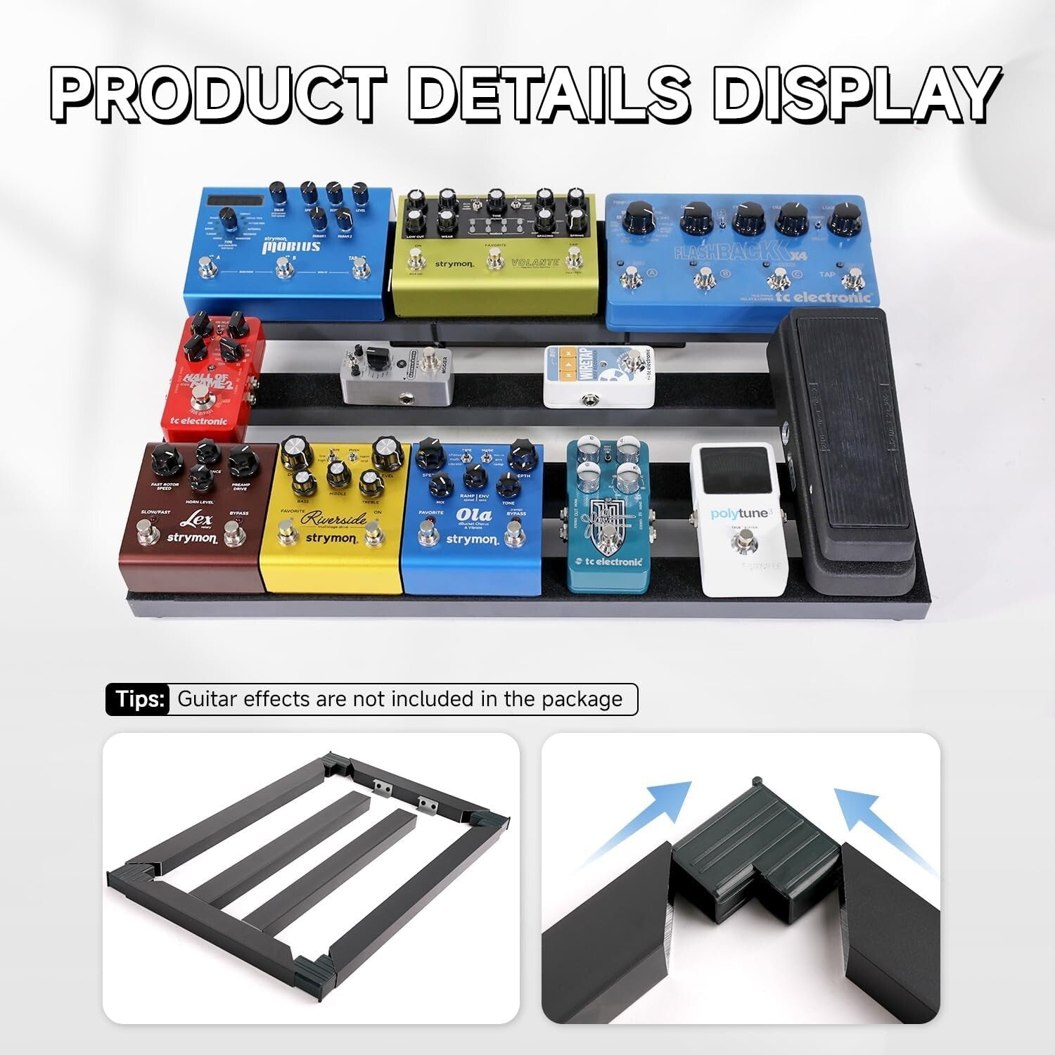 Ghost Fire Large Guitar Pedal Board - Lightweight, Durable with Side Pocket Bag