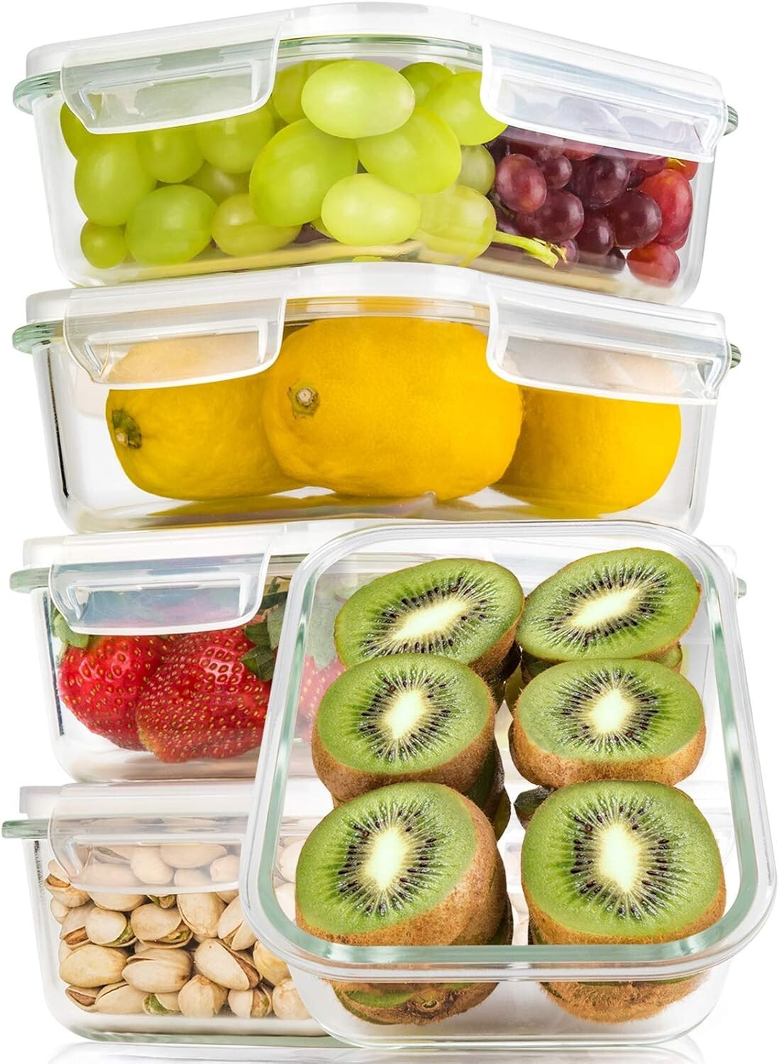 Durable 36oz Airtight Glass Containers - 5 Set | Perfect for Meal Prep & Storage