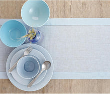 Load image into Gallery viewer, Elegant Light Blue 14 x 132 Inches Pure Linen Table Runner - Classic Hemstitch