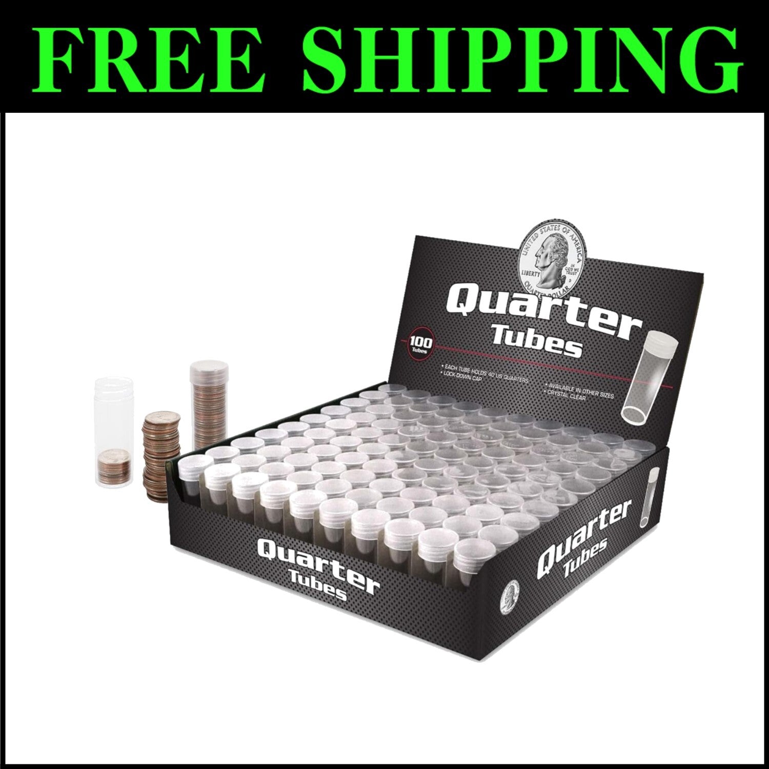 Crystal Clear Coin Holders with Airtight Caps - Perfect for Quarter Storage