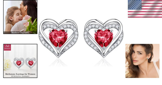 Unique 925 Sterling Silver Heart Birthstone Earrings - Perfect for Any Occasion
