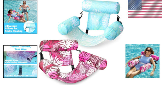 Adult Inflatable Lounge Chairs - 2 Pack, Tropical Pool Floats in Bright Colors