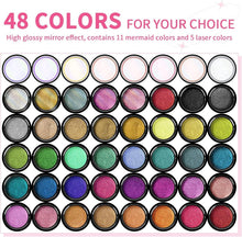 Load image into Gallery viewer, Nail Art Made Easy: 48 Color Chrome Powder Set with Applicators Included