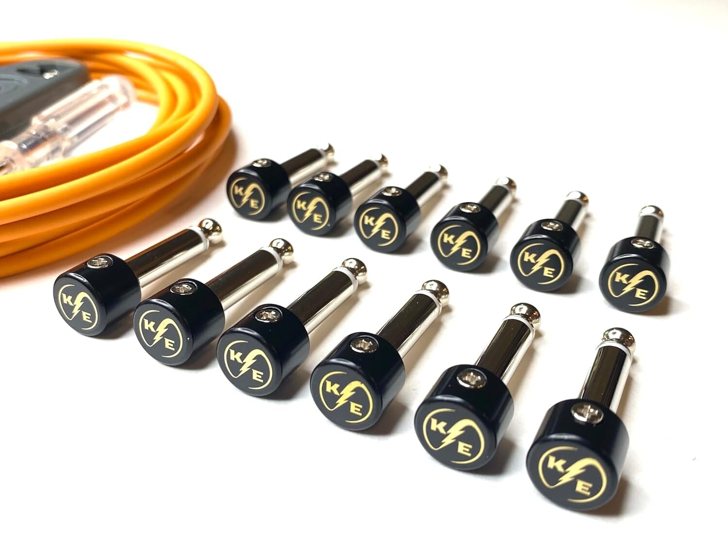 6-Pack Orange Solderless Guitar Pedal Patch Cables - Easy Customization Kit