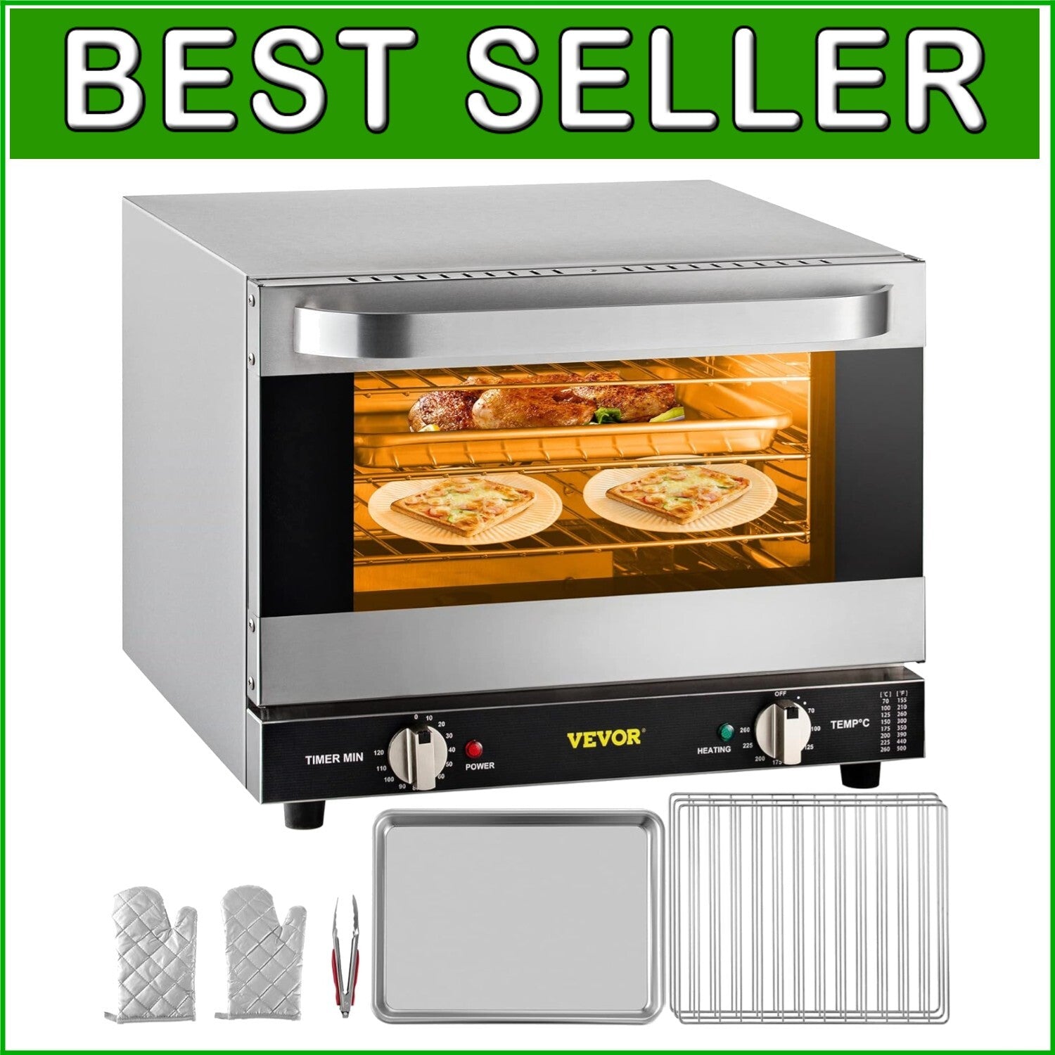 3-Tier 19Qt Baking Oven with Hot Air Circulation - Ideal for Home & Commercial