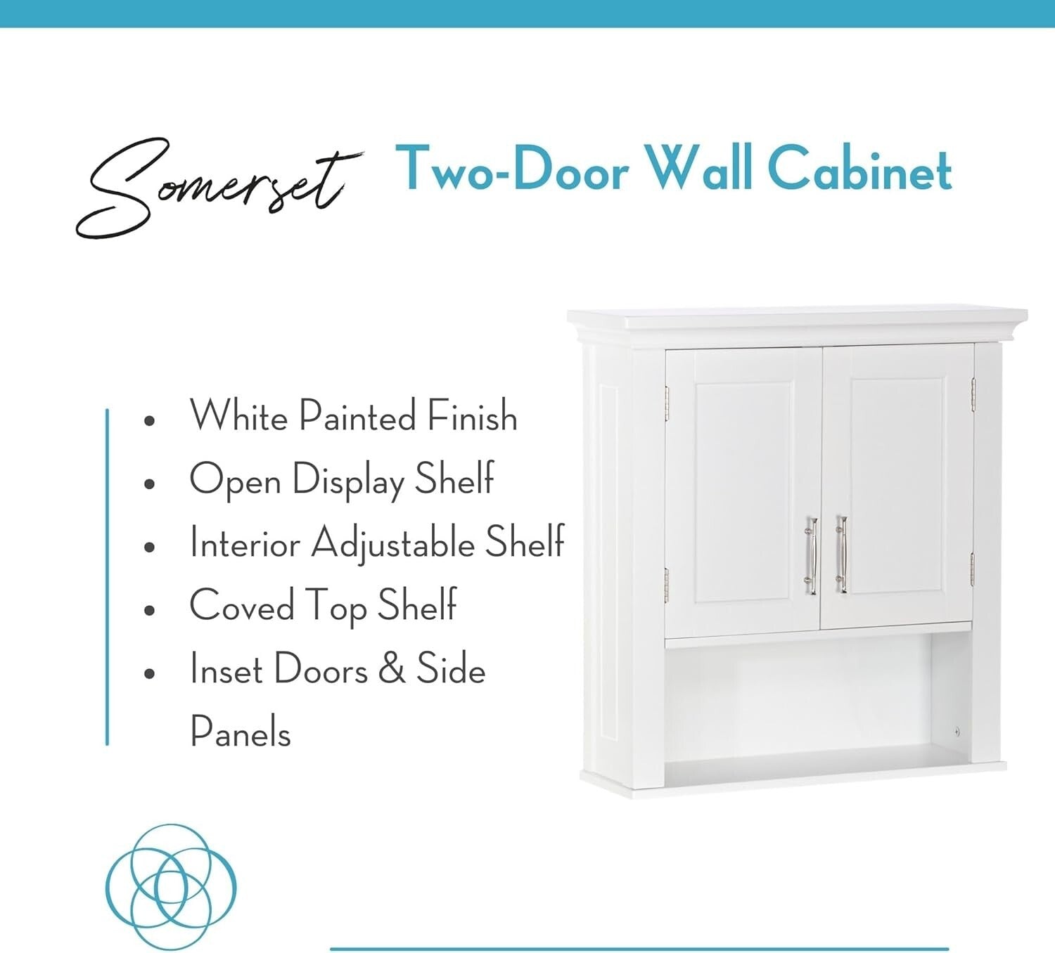 Stylish Wall Mount Storage Cabinet with Open Shelf for Toiletries - White Finish