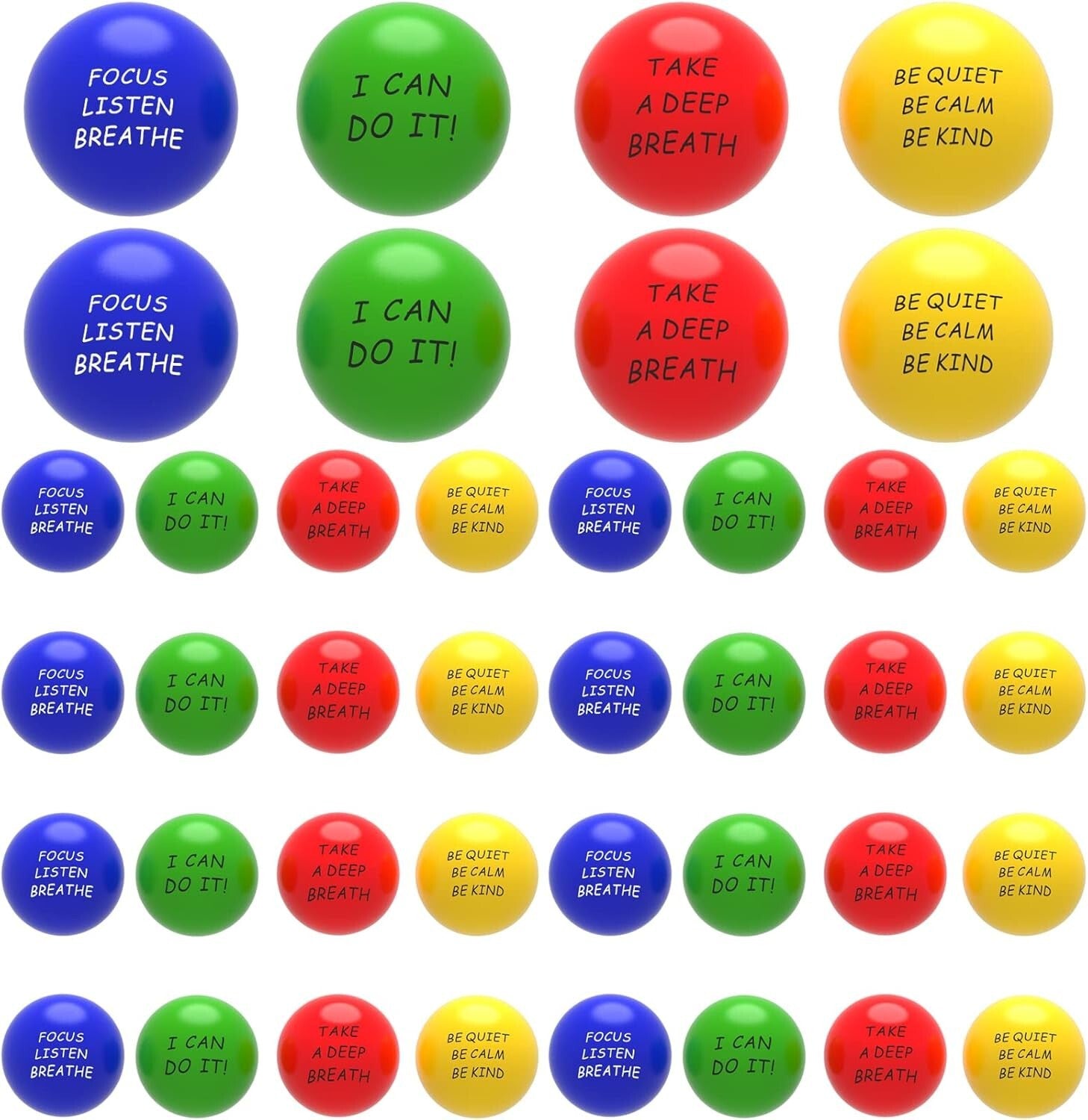 Motivational Stress Balls 40 Pack - Anxiety Relief & Grip Strength Enhancement