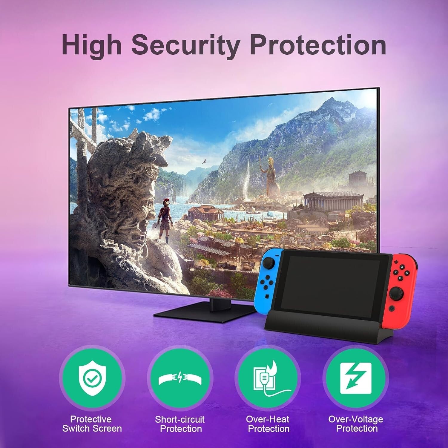 Replacement Nintendo Switch Dock - 4K Output, Lightweight with USB-C Charger