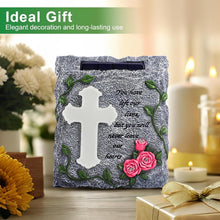 Load image into Gallery viewer, Elegant Solar-Powered Memorial Stepping Stone with Cross and Floral Carvings