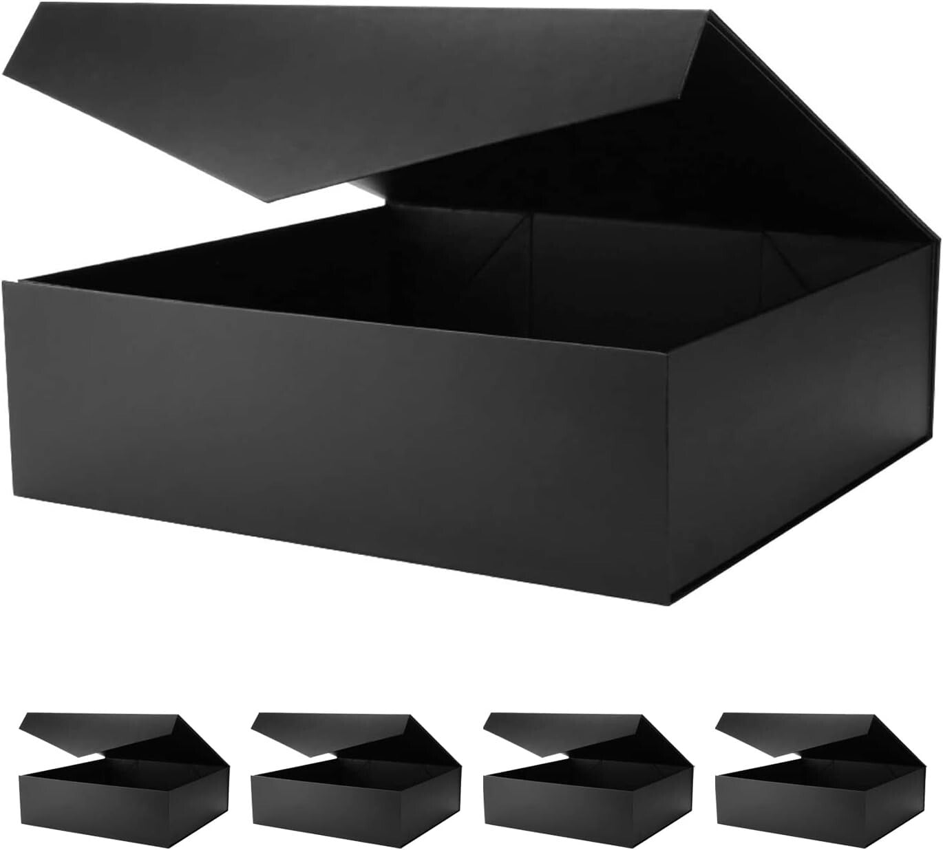 Elegant 5-Pack Extra Large Black Gift Boxes with Magnetic Closure – 16.3"x14.2"