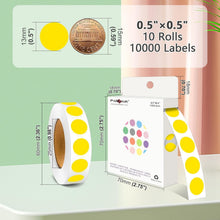 Load image into Gallery viewer, Self-Adhesive Round Dot Stickers - 1/2 Inch Yellow Labels for Any Occasion