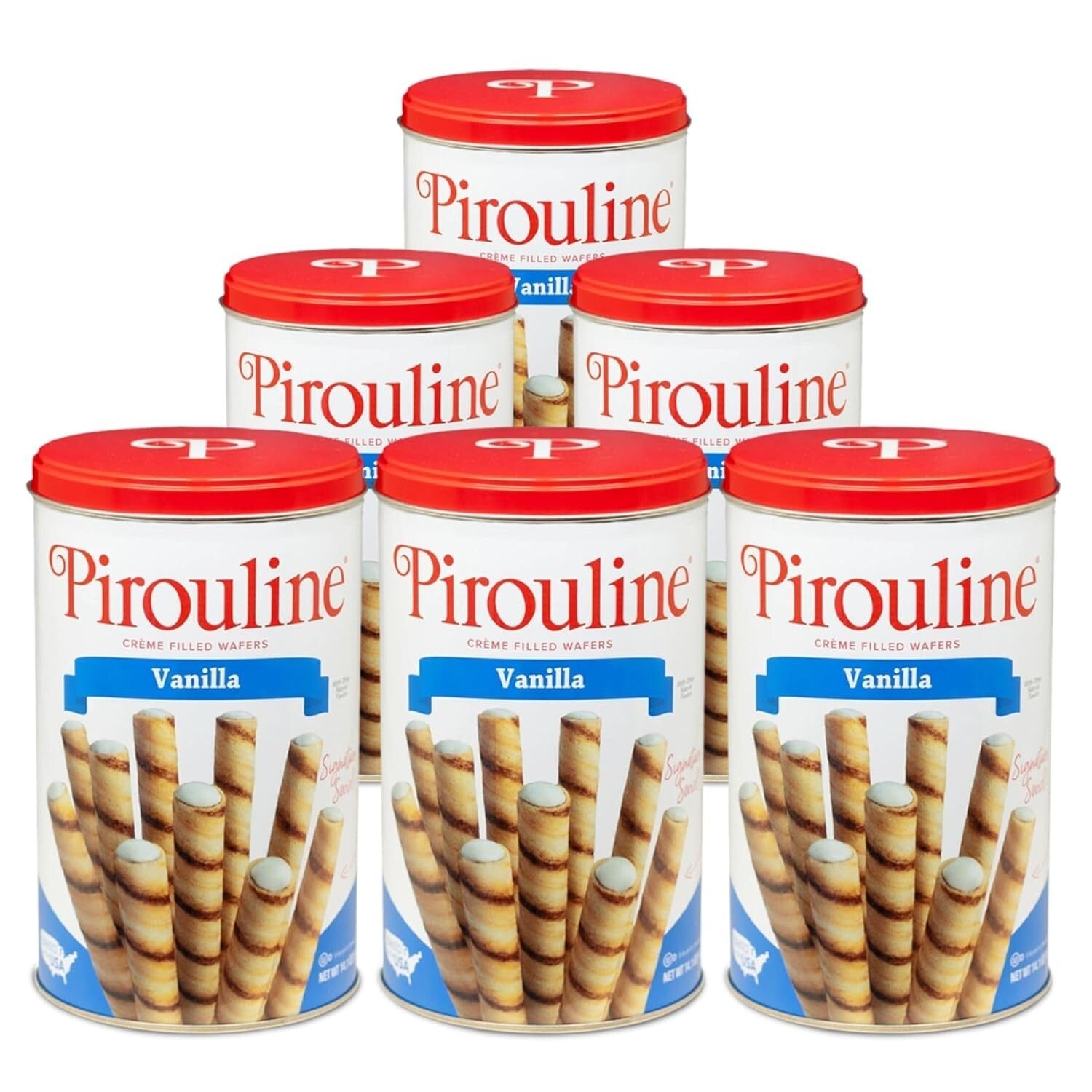 Freshly Baked Vanilla Crème Rolled Wafers - Perfect for Coffee or Gifts, 6 Pack