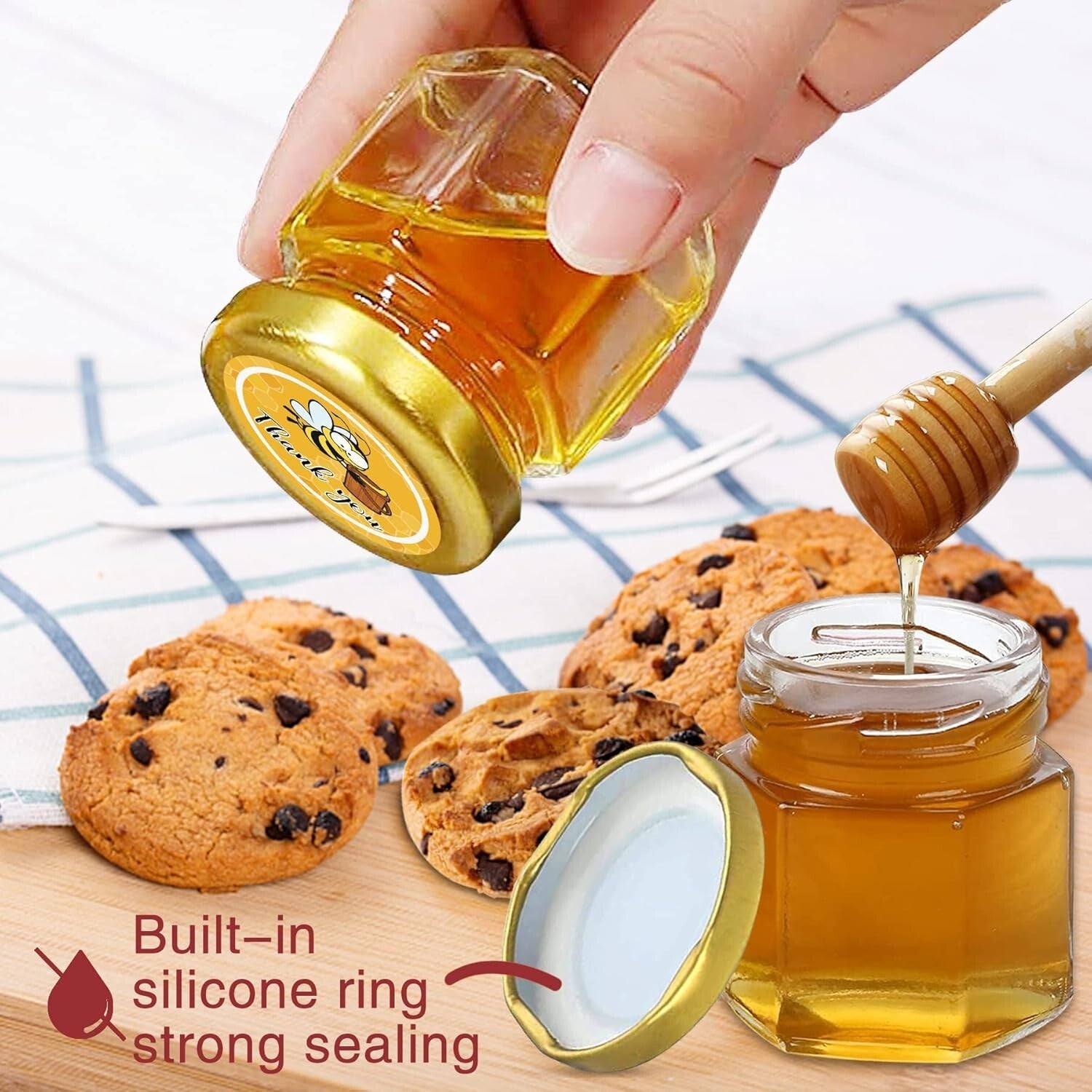 Cute 96 Pack Glass Honey Jars with Accessories – Ideal for Weddings & Birthdays