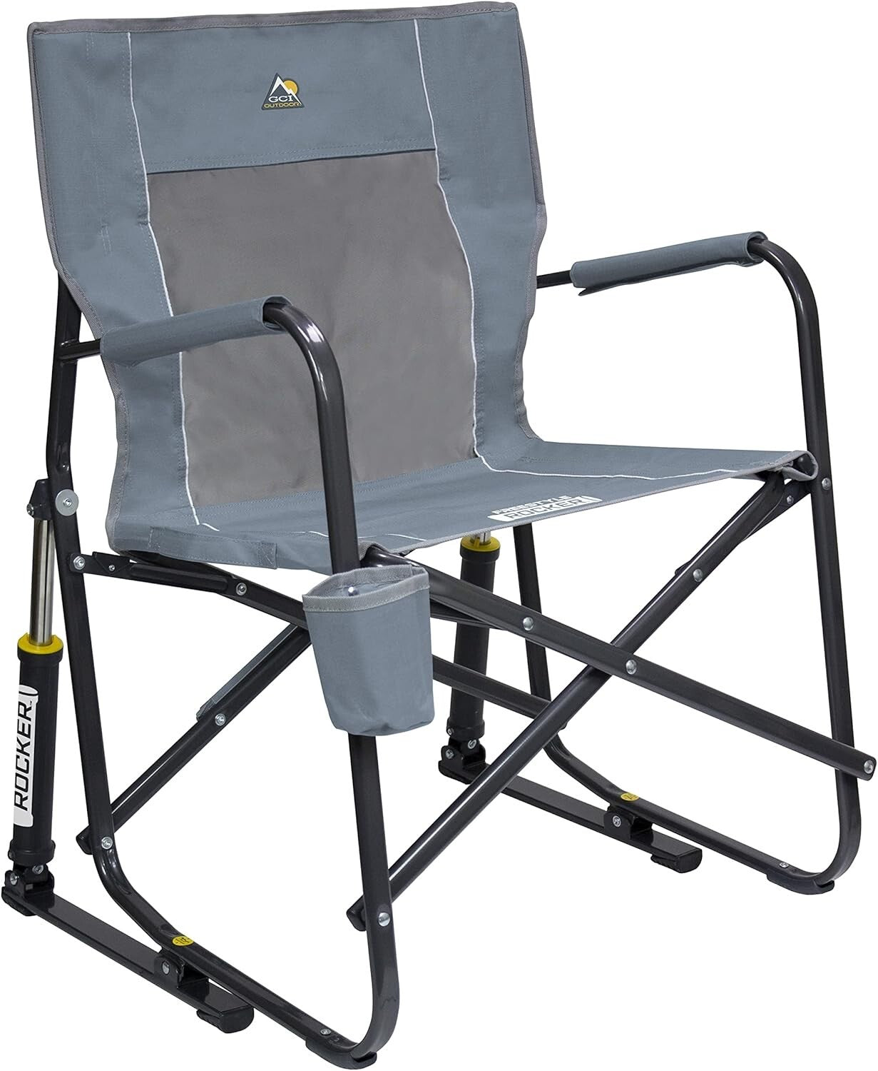 Portable Freestyle Rocker Camping Chair with Cup Holder – Grey & Comfortable