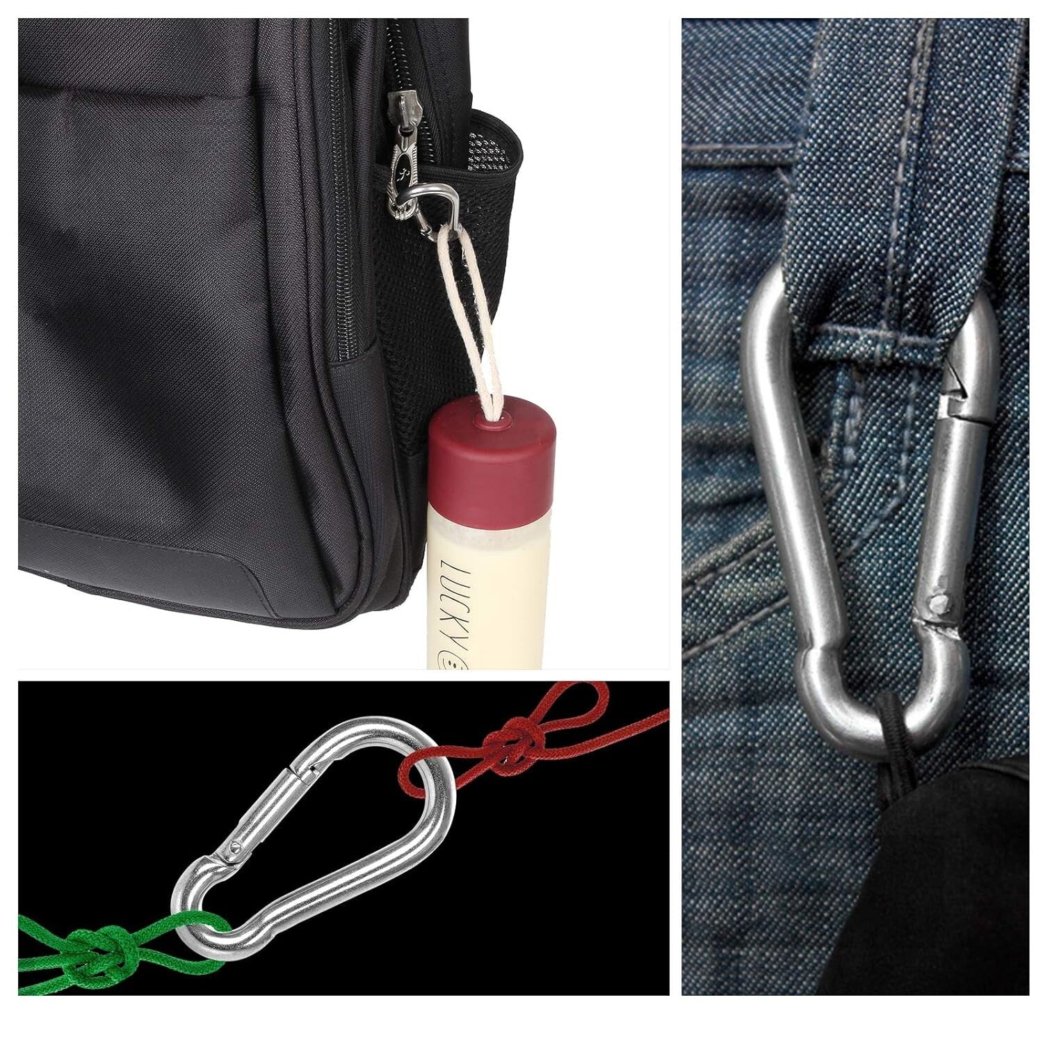 Portable 60-Pack M8 Carabiners with Screw Lock - Ideal for Camping and Hiking