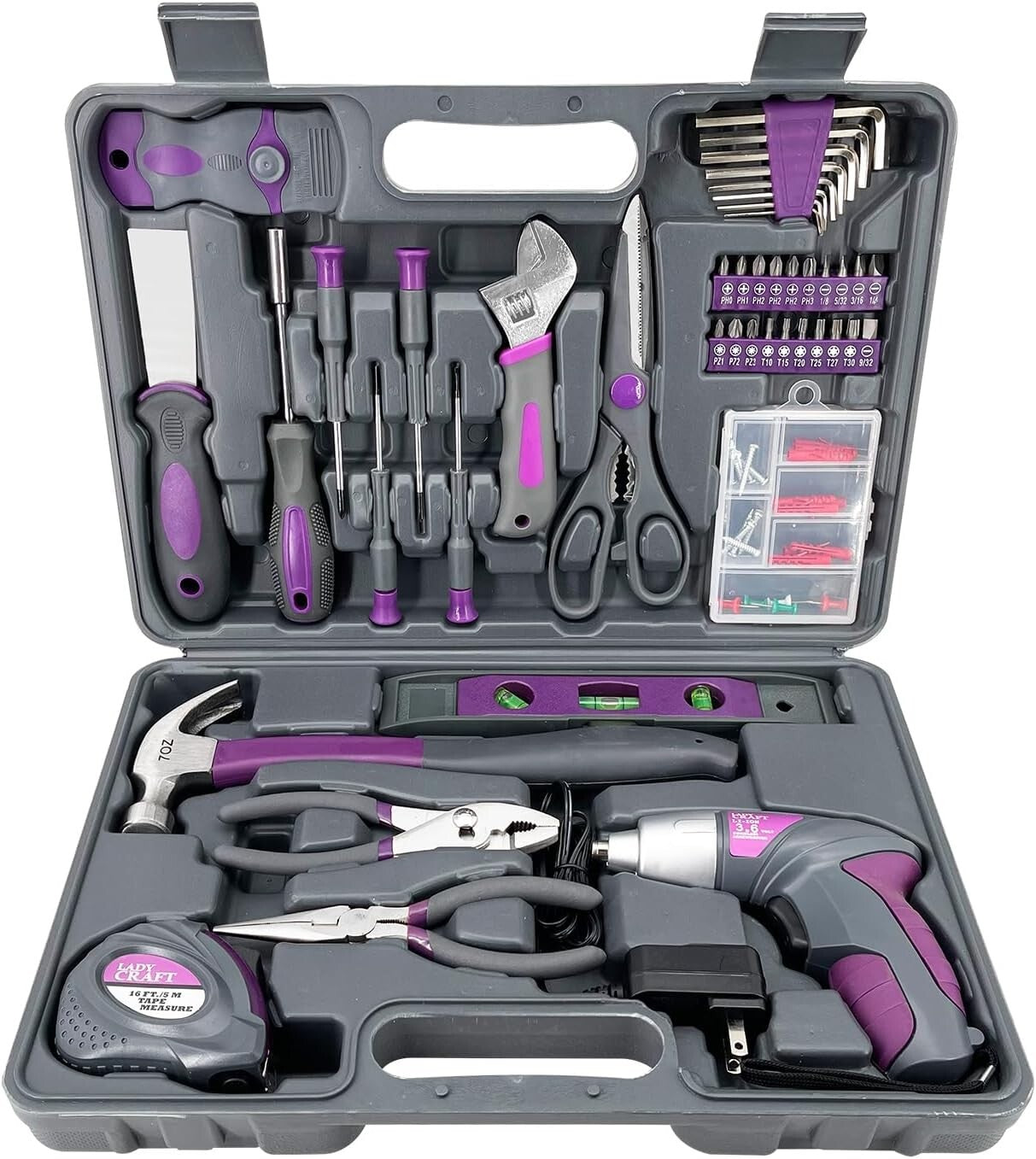 Elegant Pink 44-Piece Tool Set with Powerful Cordless Screwdriver - Gift-Ready