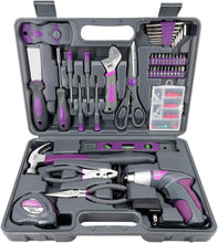 Load image into Gallery viewer, Elegant Pink 44-Piece Tool Set with Powerful Cordless Screwdriver - Gift-Ready
