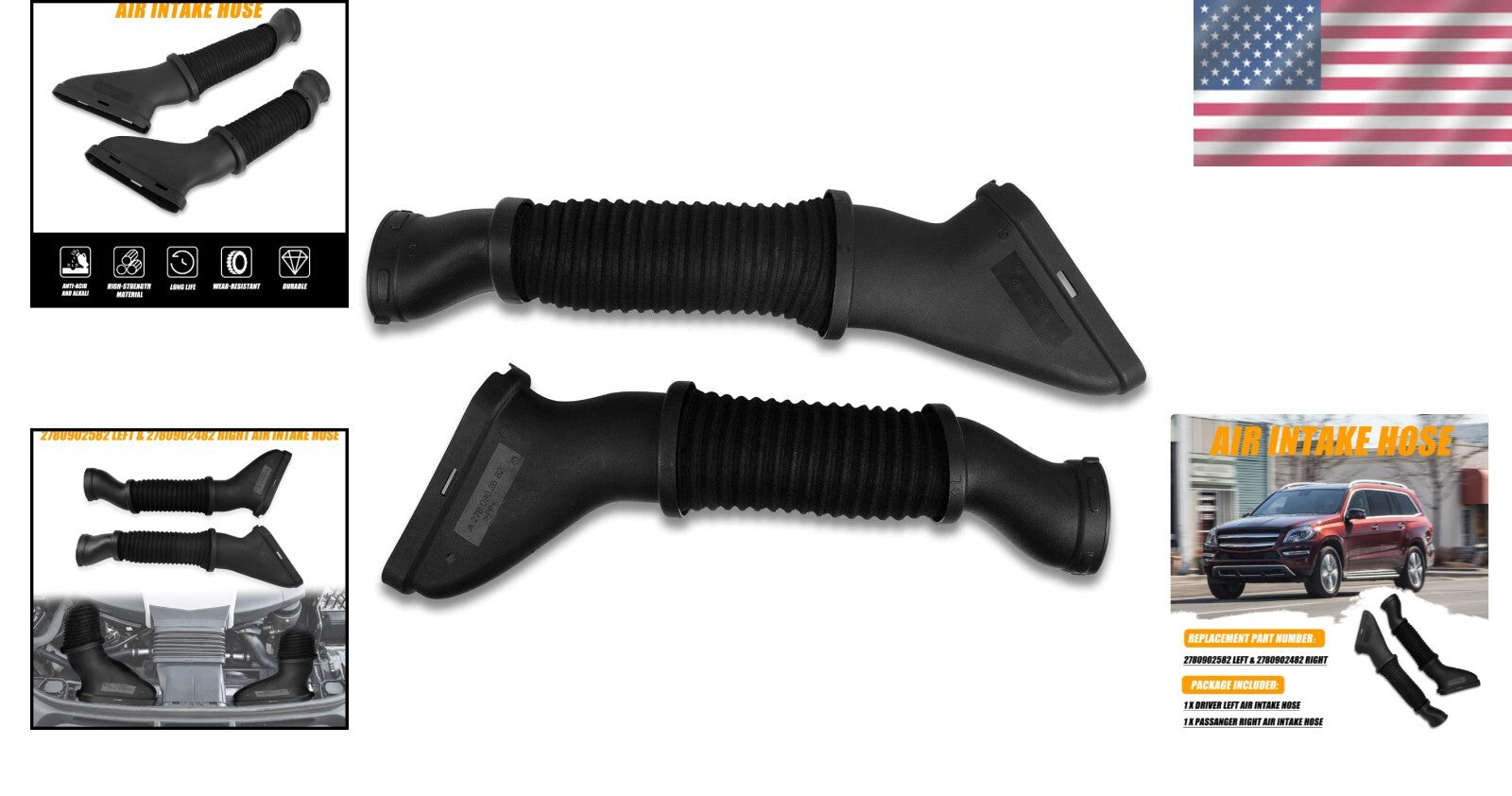 Durable Left & Right Air Intake Hoses for Mercedes GL450/ML550 - Easy Install