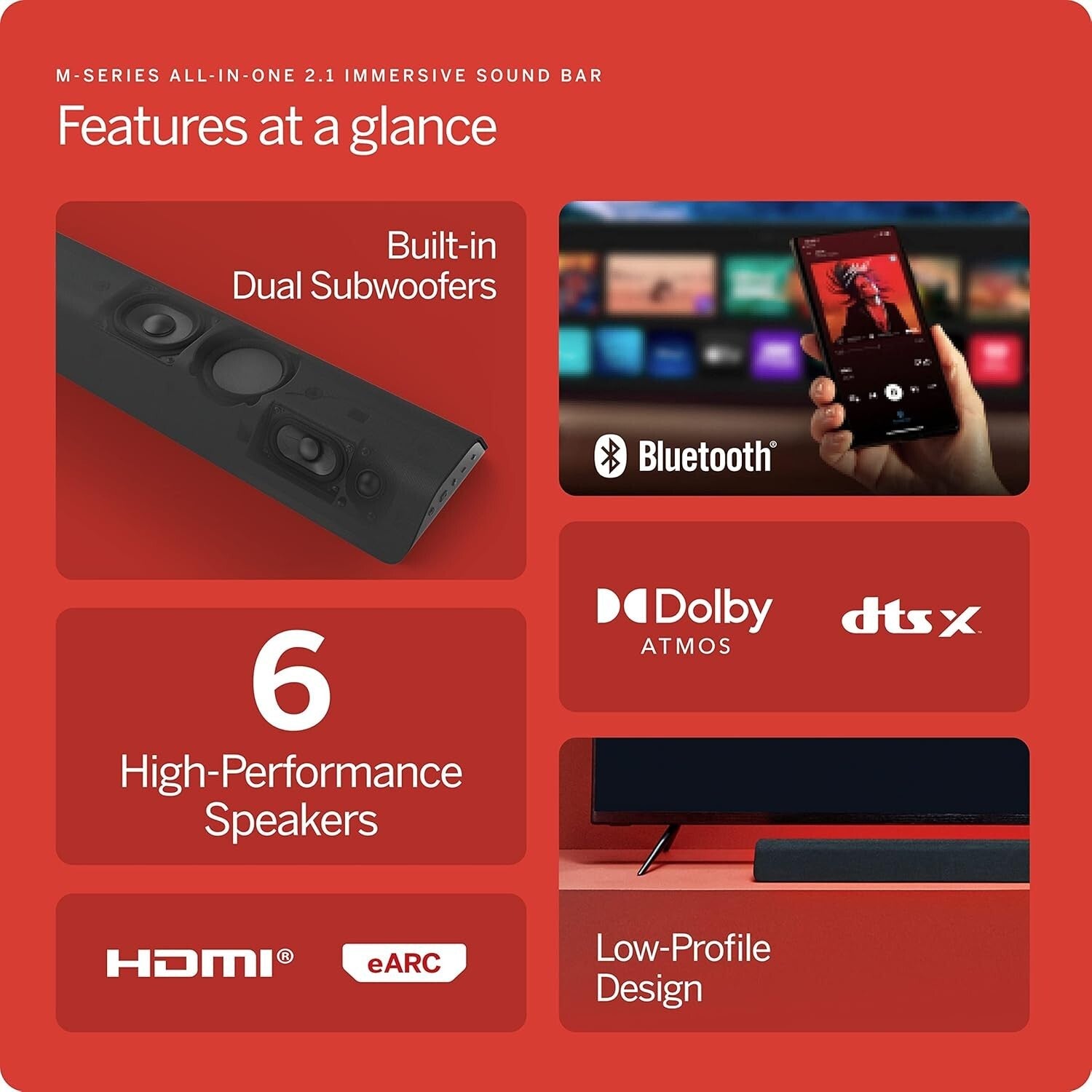 M-Series 2.1 Sound Bar with Built-in Subwoofers & Alexa - Dolby Atmos Experience