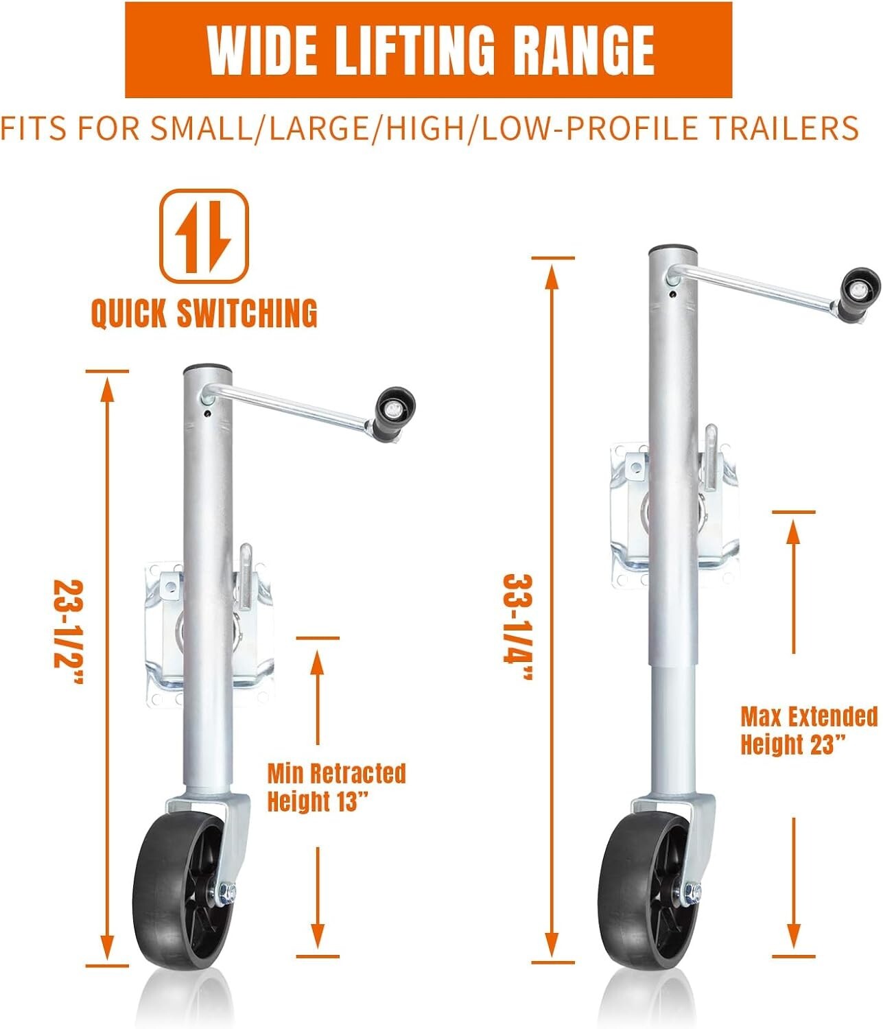 Corrosion-Resistant Trailer Jack with Smooth Cranking - 1000 Lbs Load Capacity