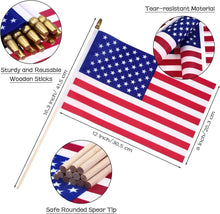 Load image into Gallery viewer, 100 Mini American Flags on Sticks - Safe &amp; Durable for Events &amp; Celebrations