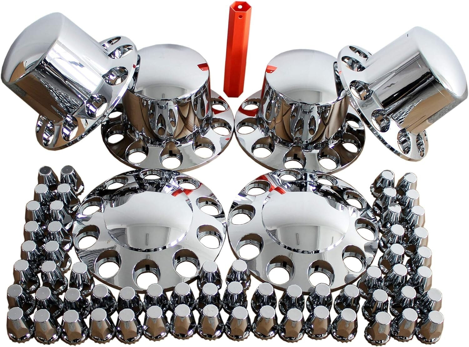 Chrome ABS Complete Axle Cover Set with Hub Caps & Lug Nut Covers for Trucks