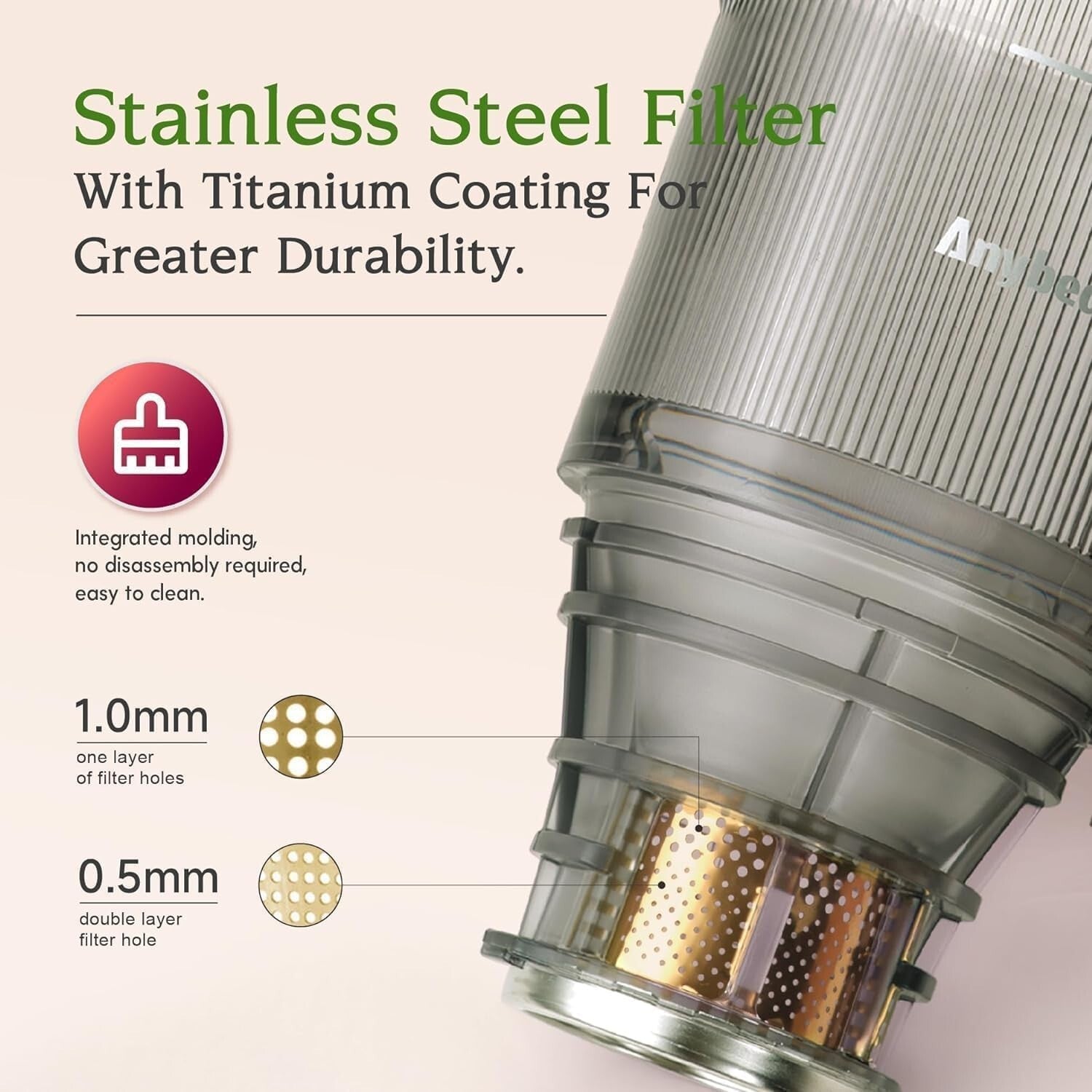 High-Torque Slow Juicer: 4.3" Large Feed Chute & Baby Food-Grade Material