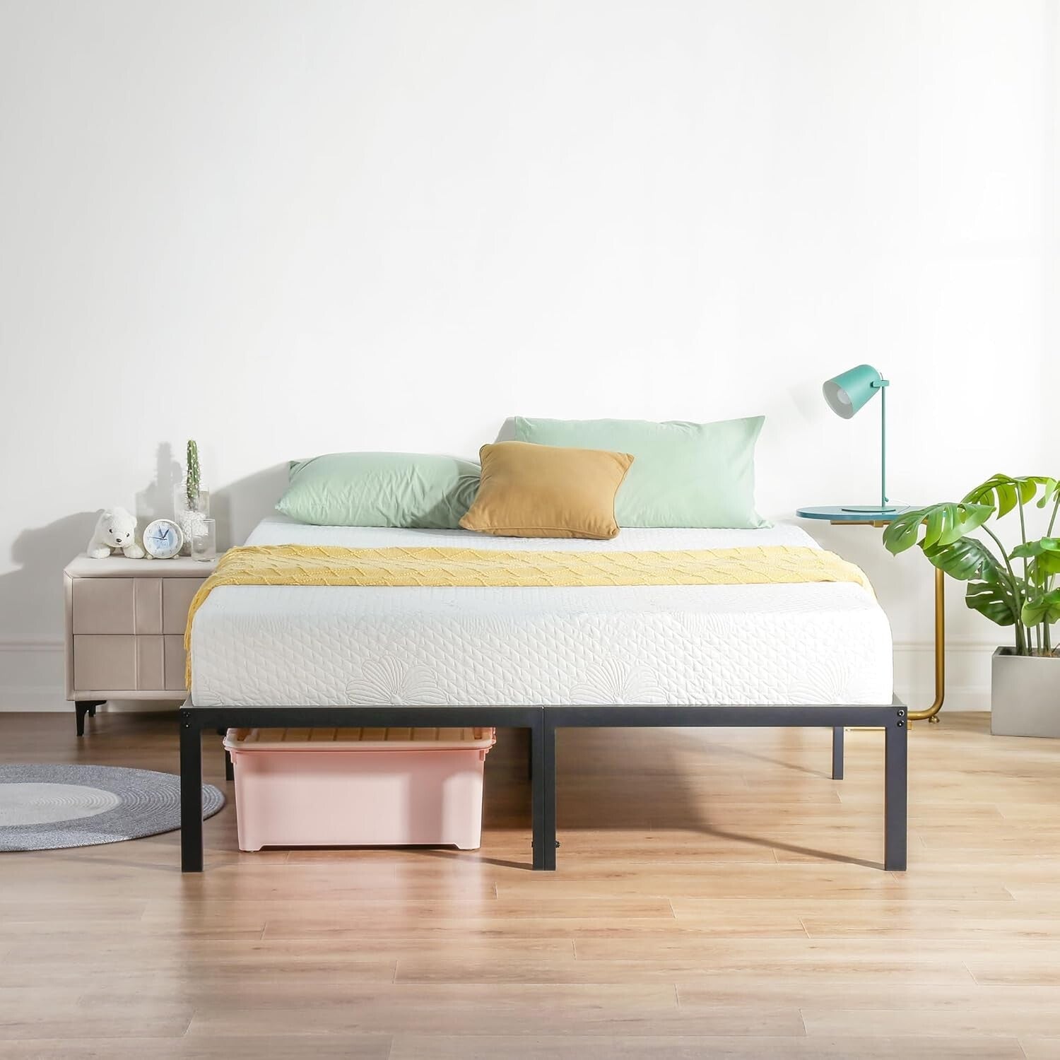 Elegant Black King Size Platform Bed Frame - 14'' Heavy Duty & Easy Assembly