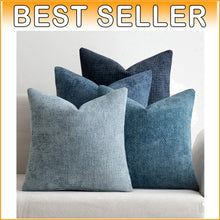 Load image into Gallery viewer, Set of 4 Neutral Blue Chenille Throw Pillow Covers 20x20 inches for Modern Decor