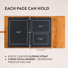 Load image into Gallery viewer, Rustic Buffalo Leather Photo Album with Leather Strap - 30 Page Scrapbook