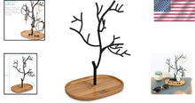 Load image into Gallery viewer, Fashionable Jewelry Organizer with Tree Design &amp; Freestanding Bamboo Dish Base