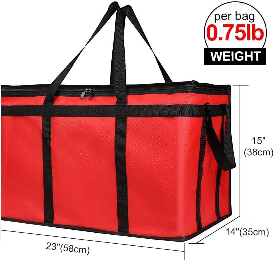 Eco-Friendly Insulated Grocery Shopping Bags 4-Pack - Red, Stylish & Practical