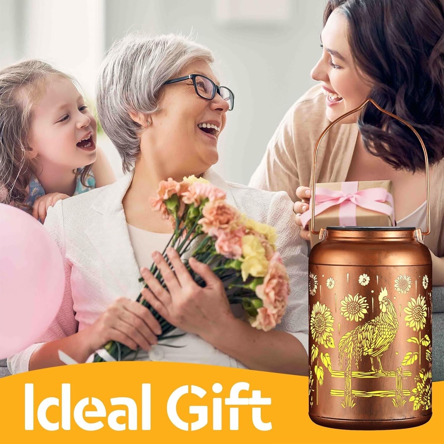 Charming Gold Solar Lantern – Waterproof Garden Lights with Hummingbird Pattern