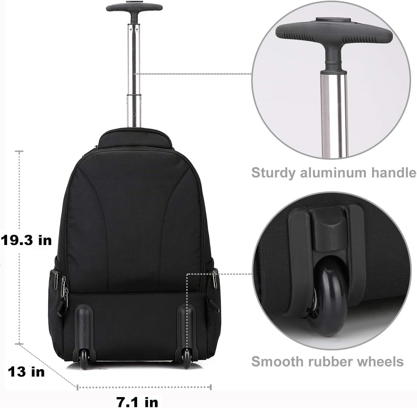 17.3-Inch Rolling Laptop Backpack with Wheels - Business Travel Convenience